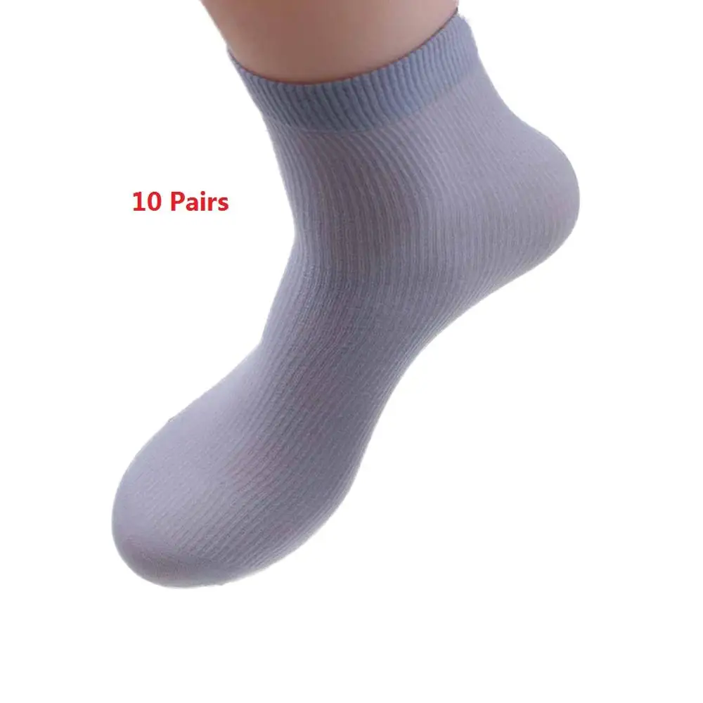 Grey 10 пар носков для лета, весны, осени, нескользящие носки для взрослых женщин, Мягкие Ультратонкие однотонные носки унисекс, белые, черные, серые - Цвет: Grey