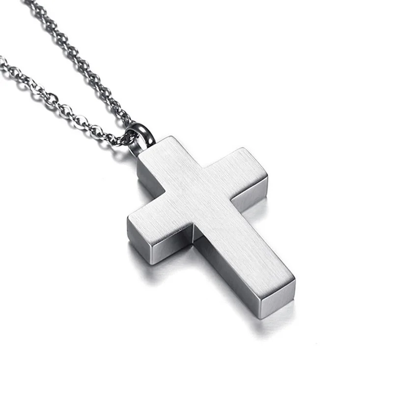 Keepsake Cross Pendant Necklace Men’s Stainless Steel Male Jewelry in Black