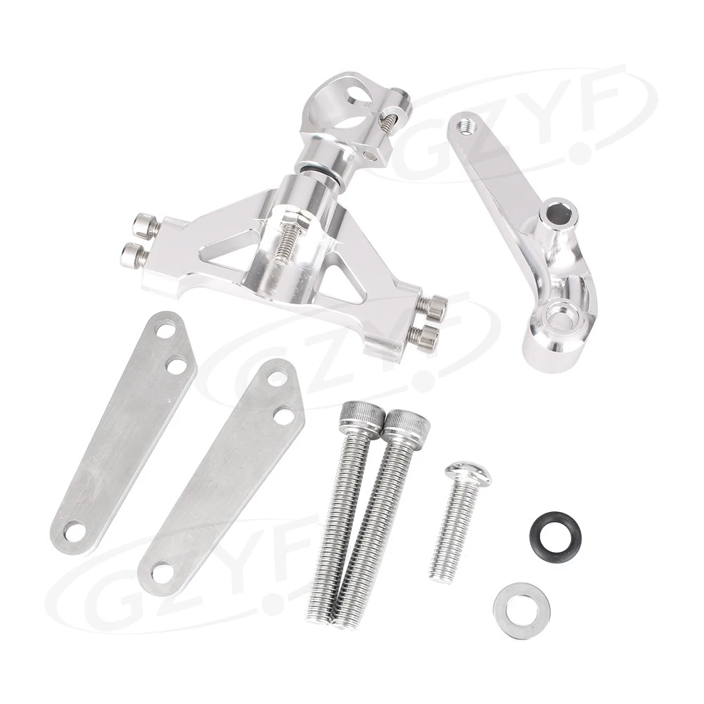 CNC мотоцикл рулевой демпфер Стабилизатор Кронштейн монтажный держатель набор для Kawasaki Ninja ZX14R ZZR1400 ZX-14R ZZR 1400 2006-2012 - Цвет: Серебристый
