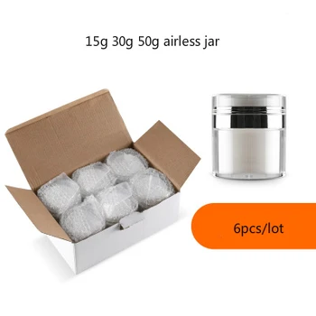 

6pcs/lot 15g 30g 50g Silver Round Cream Cosmetic Container Acrylic Skin Care Airless Jars for Face Cream Free Shipping