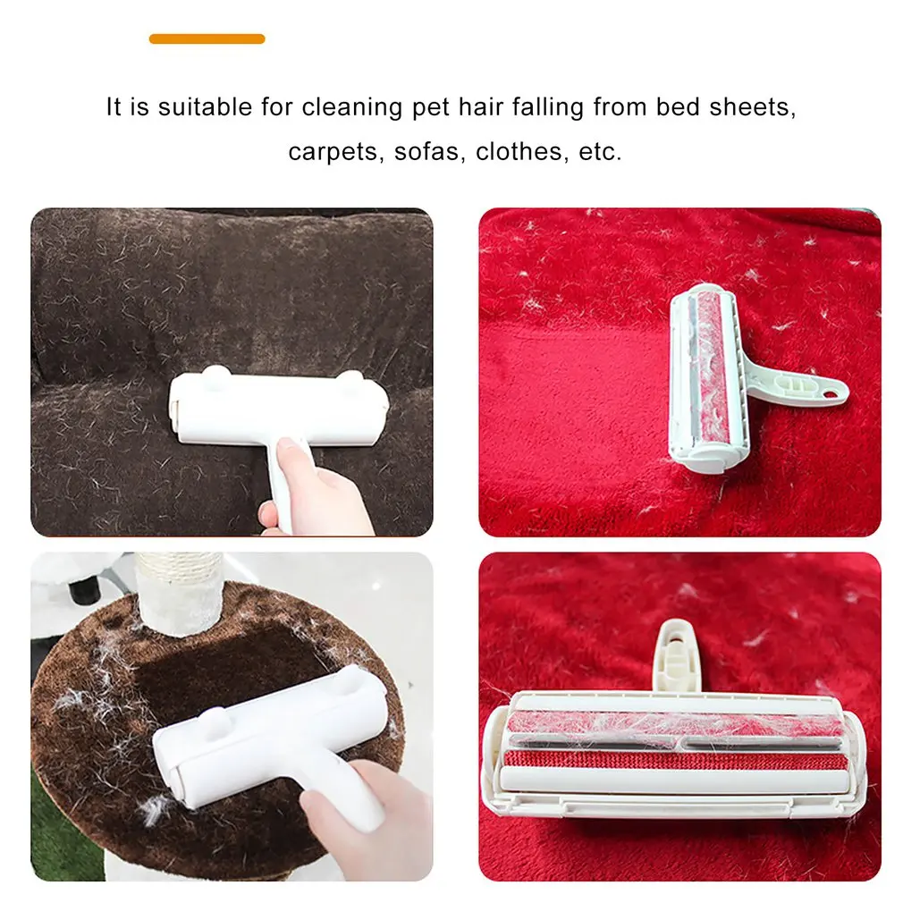 2-Way Pet Hair Remover Roller Removing Dog Cat Hair from Furniture self-cleaning Lint Pet Hair Remover Household Cleaning Tools