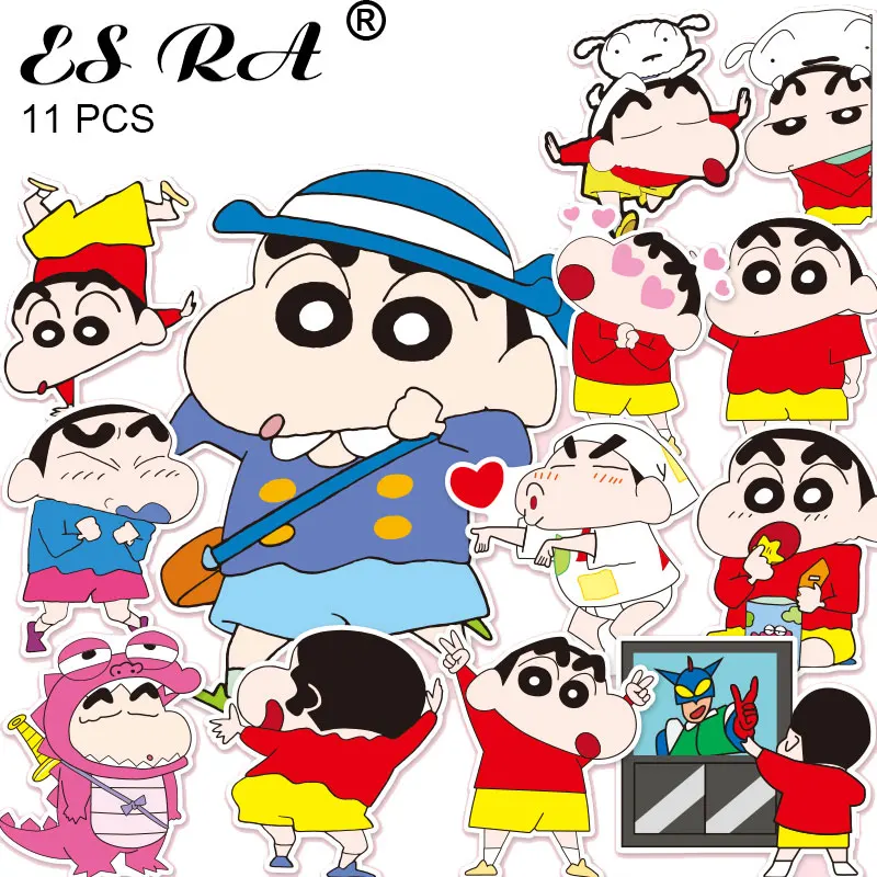 

Skateboard Stickers 11 Pcs/Set Waterproof PVC Cartoon Crayon Shin-chan Stickers Toys For Pitcher Bottle Luggage Notebook Decora