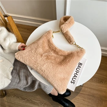 

Fake Fur Female Shoulder Bag Bolsa Feminina Luxury Brand Bag Small Flap Hasp Shoulder Bags Women Shoulder Bags Handbags
