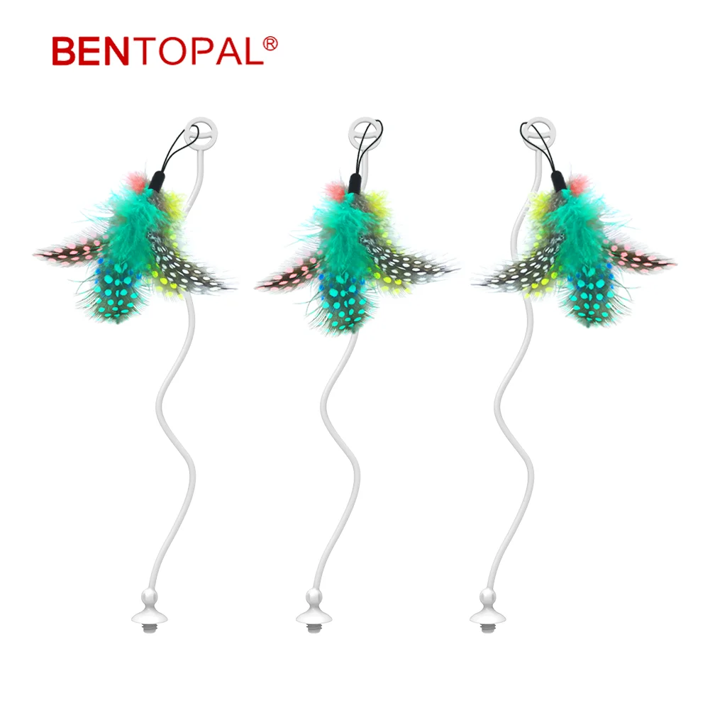 BENTOPAL-juguete interactivo para gatos, accesorio de 3 piezas, plumas/bolas