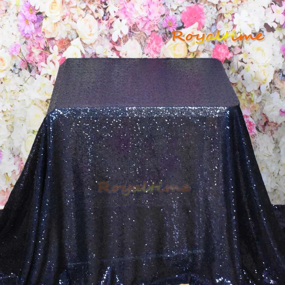 72x72in/90x132in Glitter Sequin RECTANGULAR Tablecloth-Iridescent White Sequin Table Cloth for Wedding Party Christmas Decor - Цвет: Navy Blue