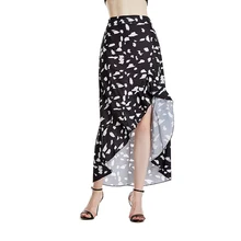 Летняя длинная юбка макси в горошек, женские пляжные юбки в богемном стиле, женская модная юбка с разрезом и оборками