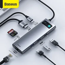 Baseus – HUB USB type-c vers HDMI, adaptateur USB 3.0, station d'accueil 8 en 1 pour MacBook Pro Air