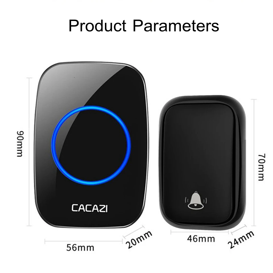 intercom with screen CACAZI Wireless No Battery Required Doorbell Transmitter Intelligent Home Self-powered Call Door Bells Ringbell 220V White audio only intercom