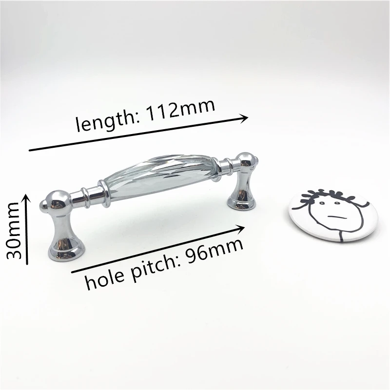 LCH отверстие шаг 96 мм 128 современный стиль Европейский стиль сверкающий длинный кристалл ручка комода ручка двери шкафа - Цвет: clear chrome 96mm