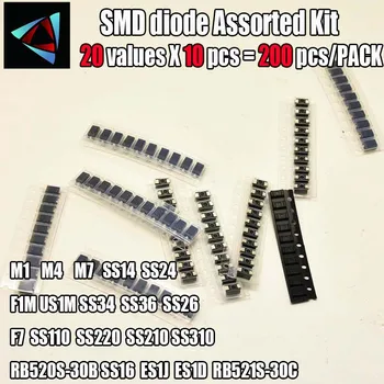 

200pcs/lot SMA diode Assorted Kit 20value*10PCS contains SS110 SS220 SS210 SS310 SS510 SS16 SS26 SS34 SS36 ES1J ES1D ES1M US1M