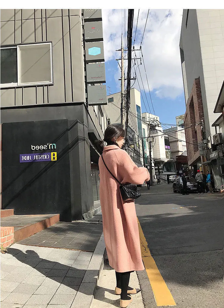 New Autumn and Winter Wool Coat Women Casual Long Sleeve Woolen Cashmere Woolen Coat Female Long Jacket NS1363