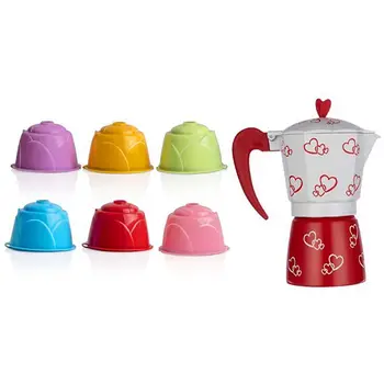 

6-Color Reusable Coffee Capsule Plastic Refillable Compatible with Coffee Maker Italian Mocha Coffee Pot