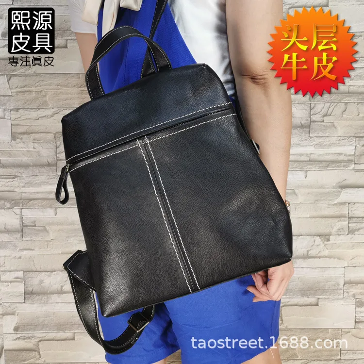 

New Style Origional Handmade WOMEN'S Leather Bags Full-grain Leather Backpack Casual Simple Soft Leather School Bag Backpack