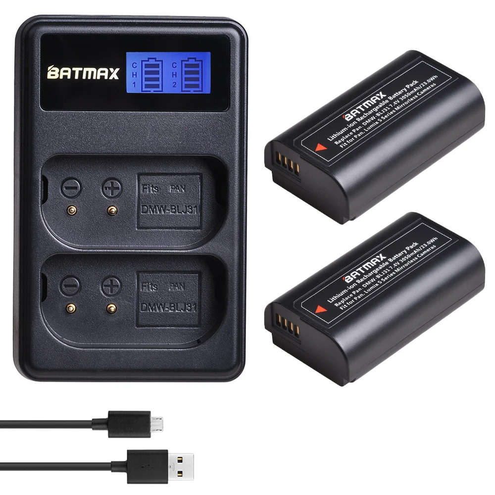 Аккумулятор DMW BLJ31 2 шт. + двойное зарядное устройство USB с ЖК дисплеем для
