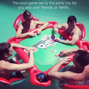 

2020 New Inflatable Pool Games Outdoor Inflatable Poker Game With Inflatable Chair And Inflatable Table Pad And Game Chip