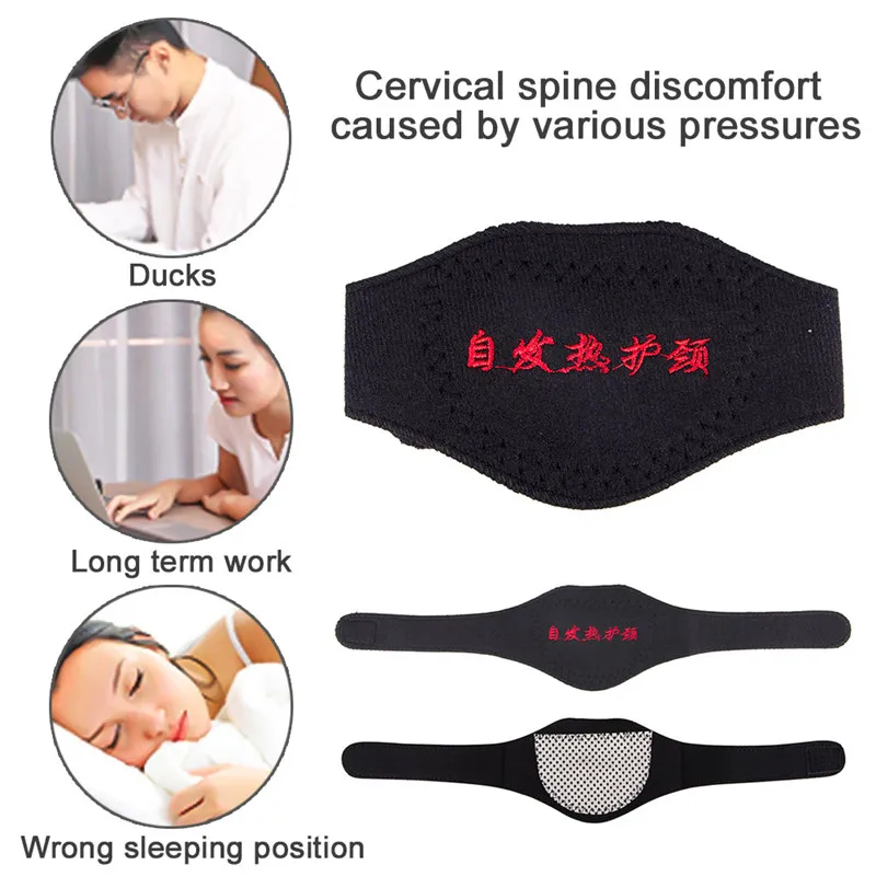 1piece Self-heating Tourmaline Neck Magnetic Therapy Support Tourmaline Belt Wrap Brace Pain Relief Neck Massager Products