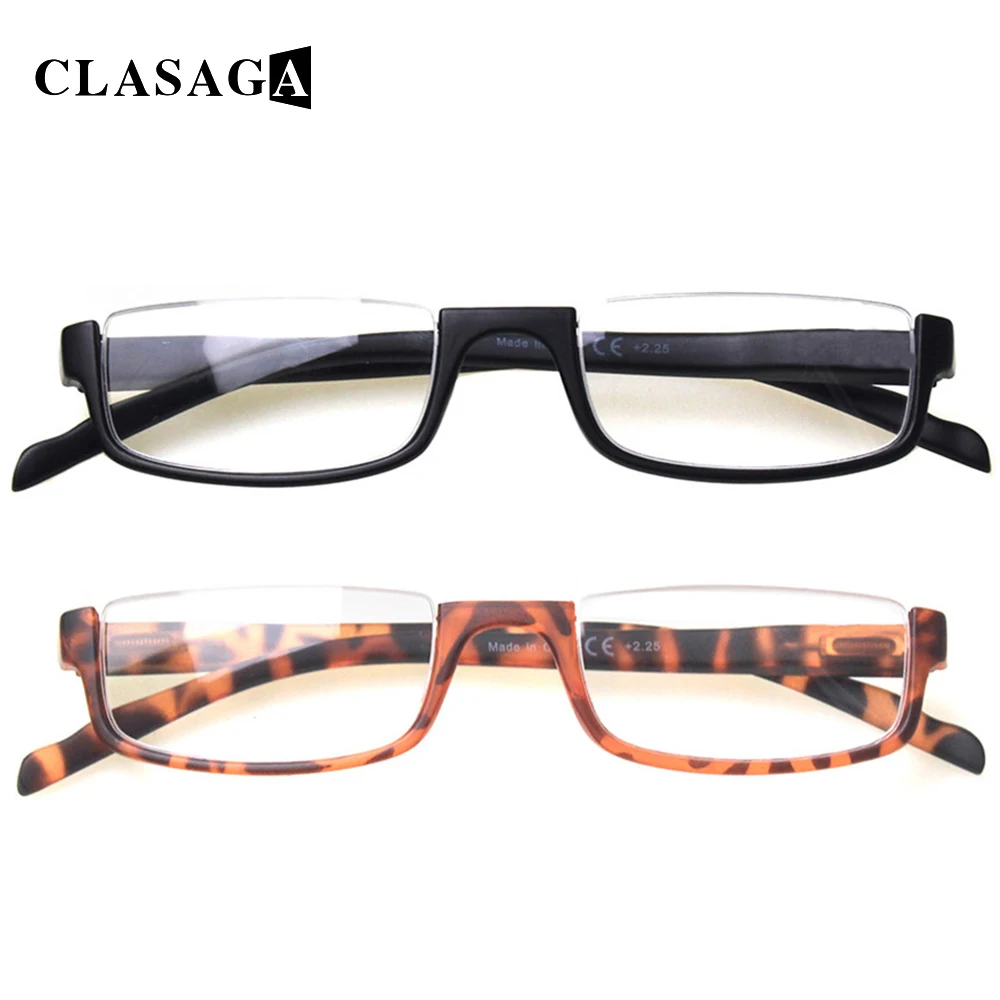 

CLASAGA 2 Pack Reading Glasses Spring Hinge Half Frame Men and Women HD Presbyopia Magnifier Eyeglasses Decarative Eyewear 0~600