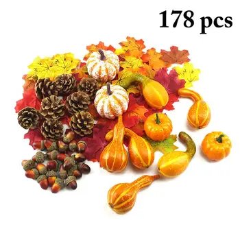 

178Pcs/Set Halloween Decor Set Creative Realistic Faux Pumpkin Maple Leaf Chestnut Photography Props Party Decor Supplies