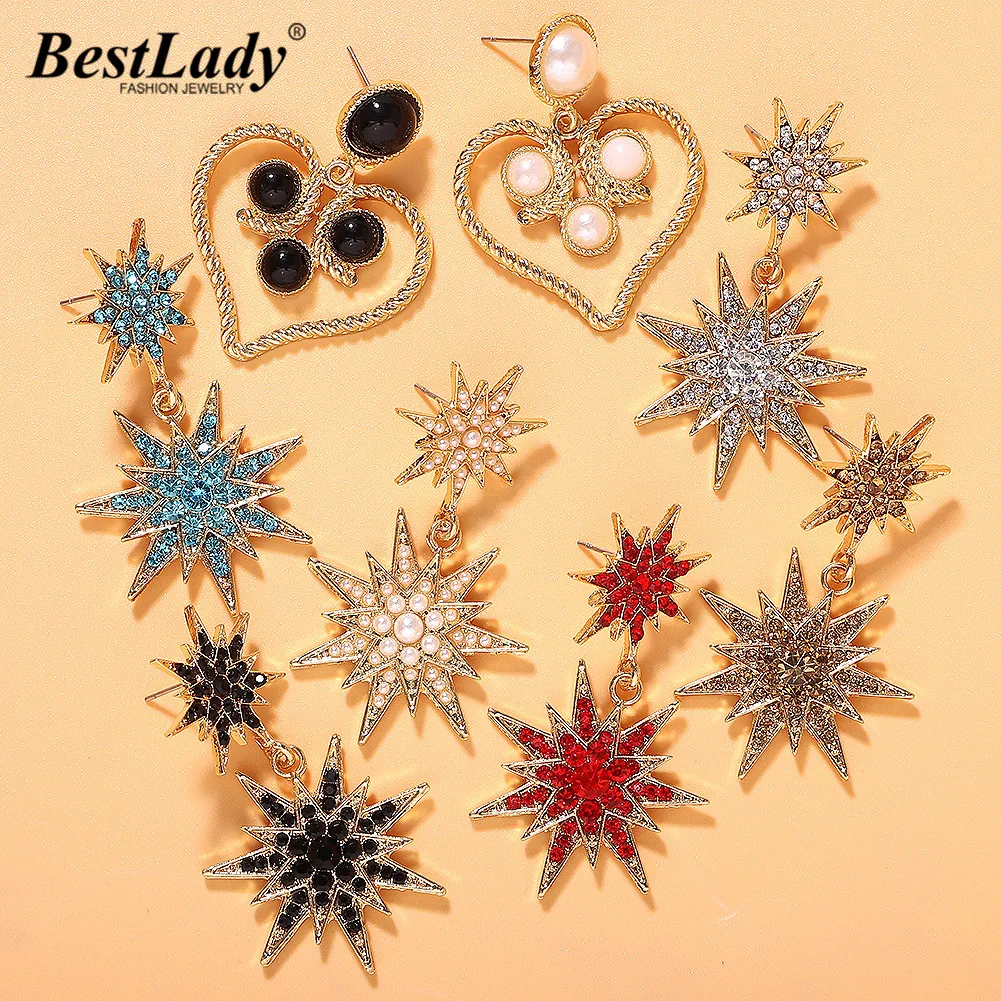 

Best lady Heart Crystal Dangle Earrings Jewelry Handmade Bohemian Women Wedding Cute Girls Gifts Statement Earring Accessories