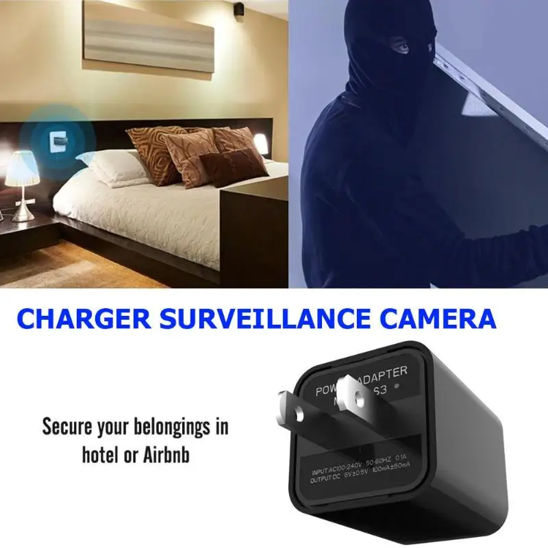 

S3 1080P Video Secret USB Charger Night Vision Camera Support TF Card (US) Charger EU Plug Power Charger Adapter Supply Cord