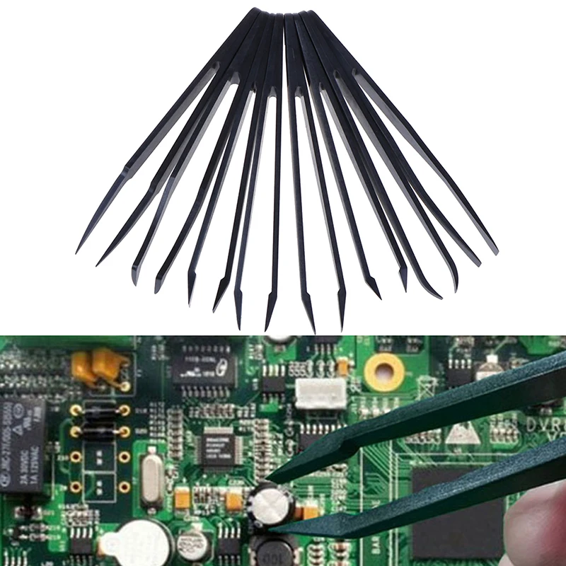 8pcs/set Anti-static Carbon fiber Electronic Tweezers Kit ESD Plastic Forceps PCB Repair Hand Tools Set