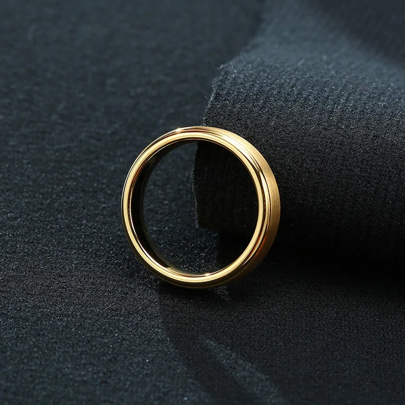 6mm Tungsten Carbide Ring for Men Gold Color Matte Brushed Wedding Band Engagement Ring Jewelry