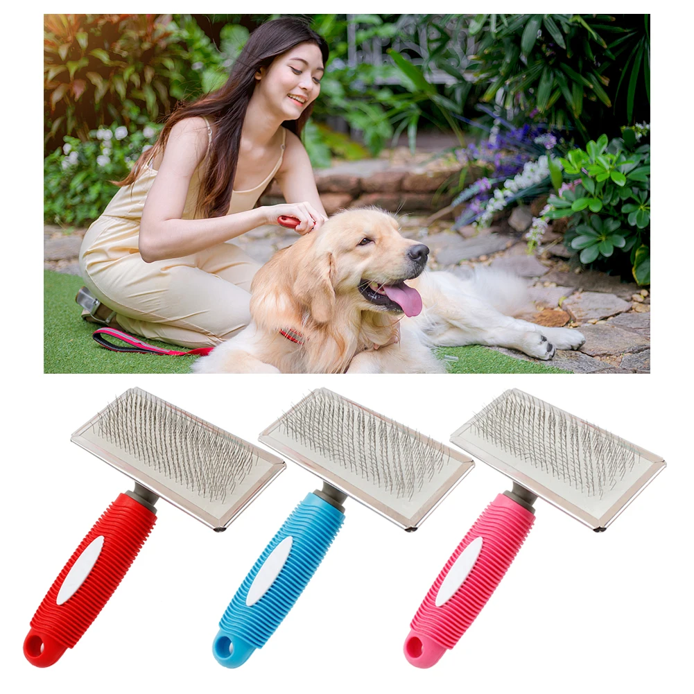 

3 Colors Pet Grooming Slicker Brush Durable Pet Comb Efficiently Reduces Shedding and Removes Mats Tangles Knots for Dogs & Cats