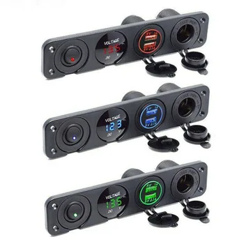 

Voltmeter Cigarette Lighter 12V-24V 4 Holes Panel Switch Base Dual USB Car Charger Cables Adapters Sockets