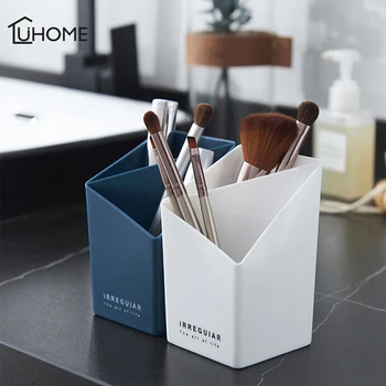 

2 Lattices Cosmetic Brush Organizer Box Plastic Pen Holder Make Up Brushes Storage Box Table Organizer Display Decoration