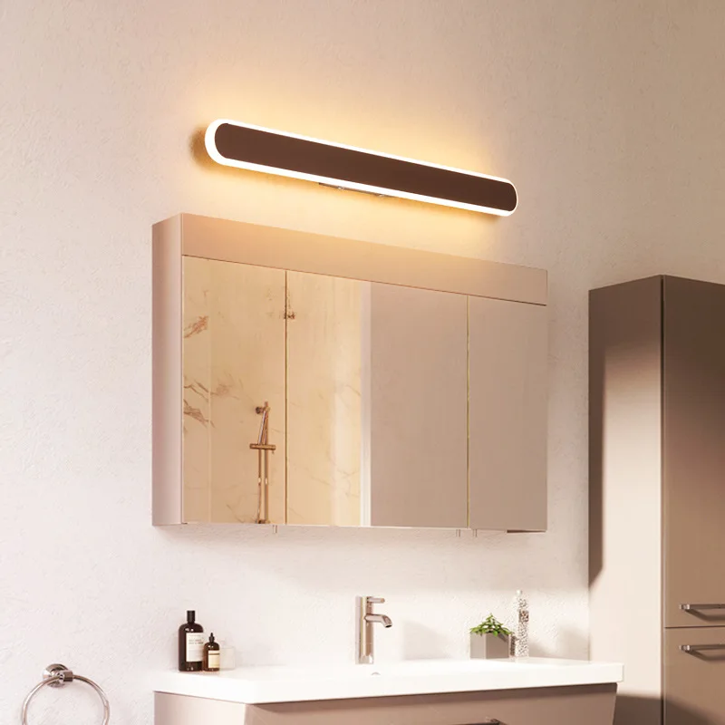 

Hot Sale Modern LED Wall Light For Home Brown Finished Bathroom Lamp Mirror Front Lights LED Wall Lamps L120 100 80 60cm