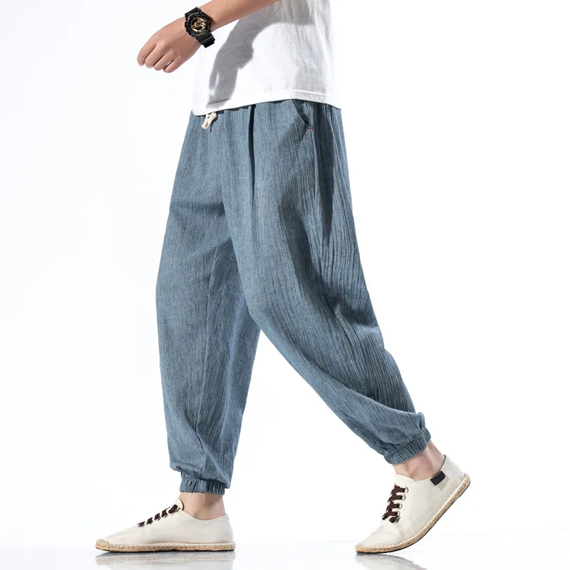 Оптовая продажа лето 2020 мужские однотонные тонкие шаровары большого размера из
