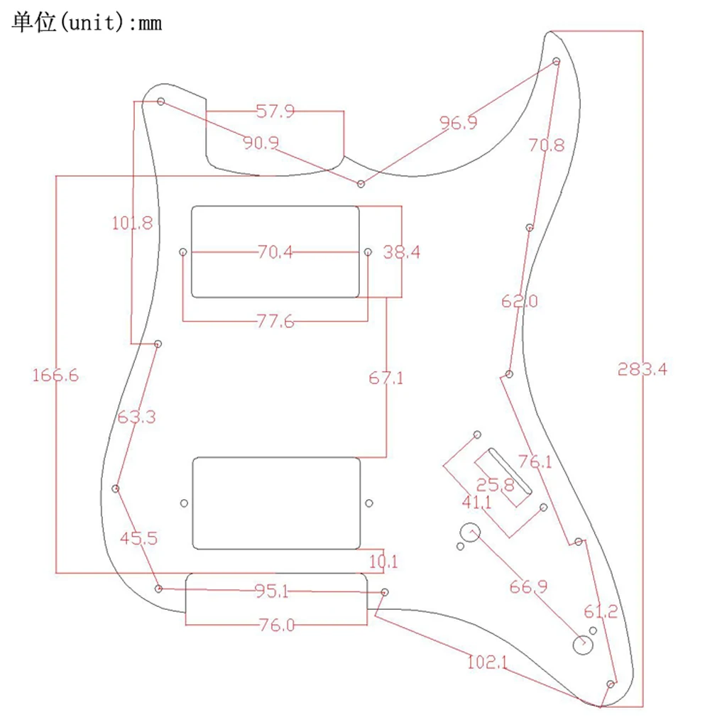 Pickguard Гитара Pickguard хамбакинг Пикап для ST/SQ/SS гитары, черный
