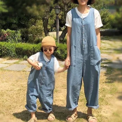 Matching Family-Style New Cowboy Summer Korean Jumpsuits Overalls Thin Leisure Denim