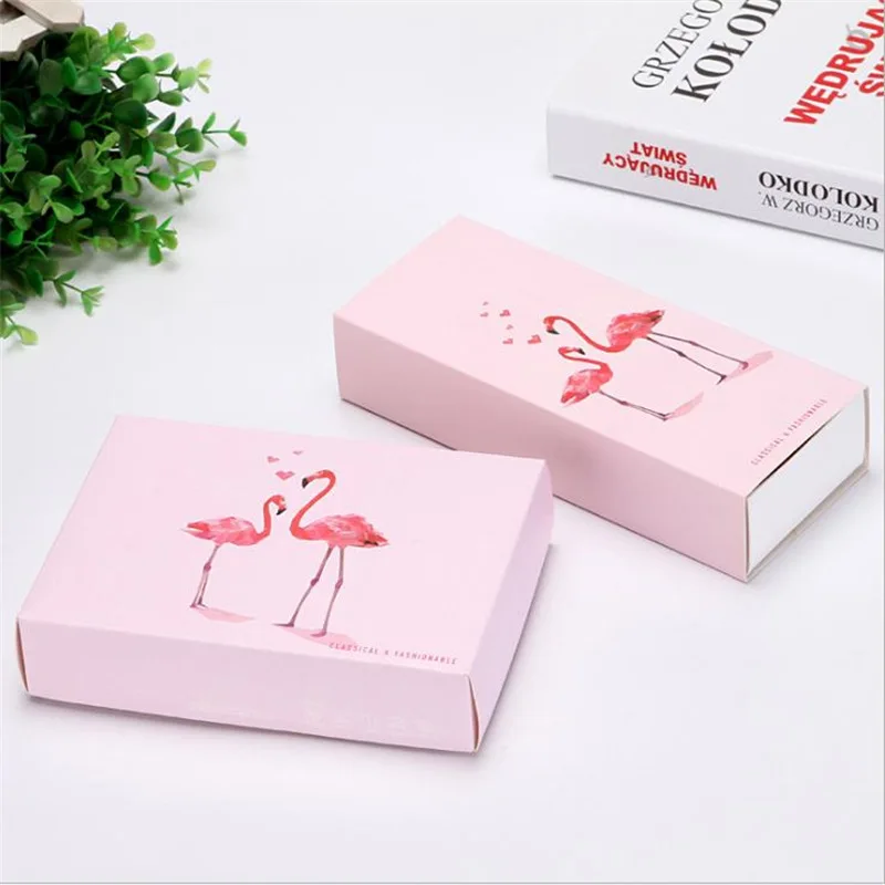 

50pcs/lot Fashion Drawer Folding Gift Box Flamingo Pattern Paper Box Pink Gift Bag Packaging Boxes