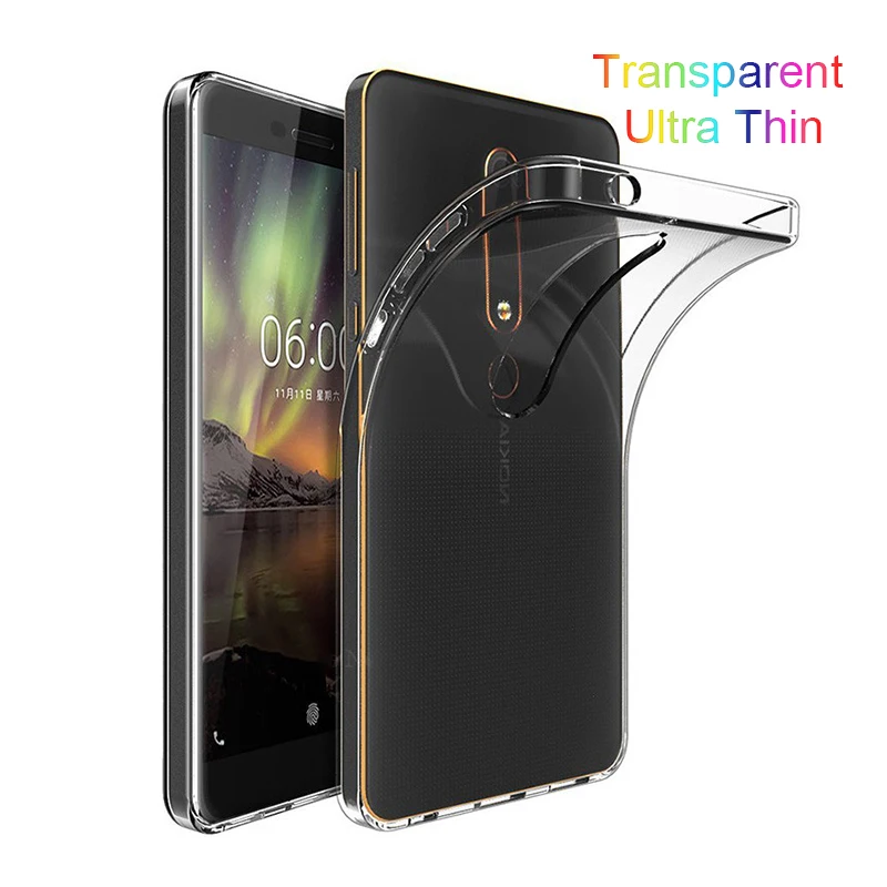 Прозрачный ТПУ чехол для Nokia 6 Nokia 6,1 Мягкая тонкая задняя крышка Nokia6 TA-1016 TA-1043 TA-1045 TA-1050 TA-1054 TA-1068 TA