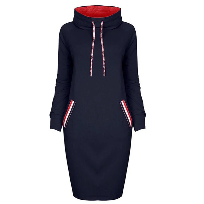 Solid Dark Blue Осеннее женское платье с мультяшным принтом размера плюс, модное облегающее платье, винтажные леопардовые вечерние платья, повседневное женское мини черное платье - Цвет: Solid Dark Blue