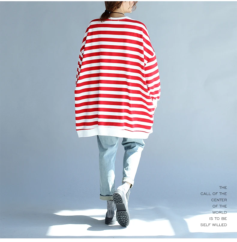 Новинка, XXXL, 4XL, 5XL размера плюс, Женская свободная Полосатая туника, осень, новинка, пэчворк, хлопок, верх размера d, рукав летучая мышь, harajuku, футболка