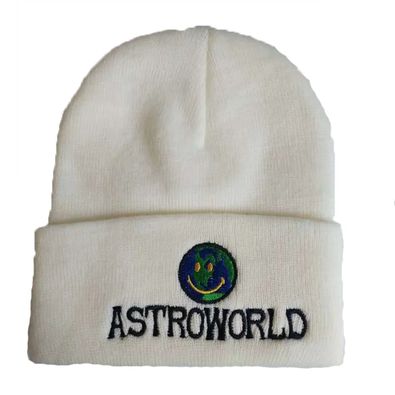 Новая мужская и женская теплая вязаная шапка с вышитыми буквами Astroworld, женская кепка с манжетами, Мужская Новая Кепка Skully