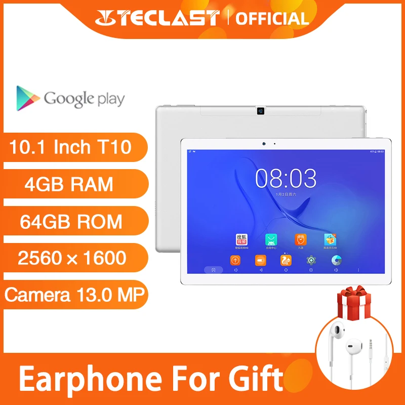 Teclast T10 планшет на Android 10 1 дюймов нетбук 2560x1600 4 Гб ОЗУ 64 ПЗУ MT8176 шестигранный