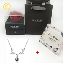 Unfade цветок Роза коробка ювелирных изделий с сюрприз 100 языков я люблю вас ожерелье странная мать девушка подарок День святого Валентина