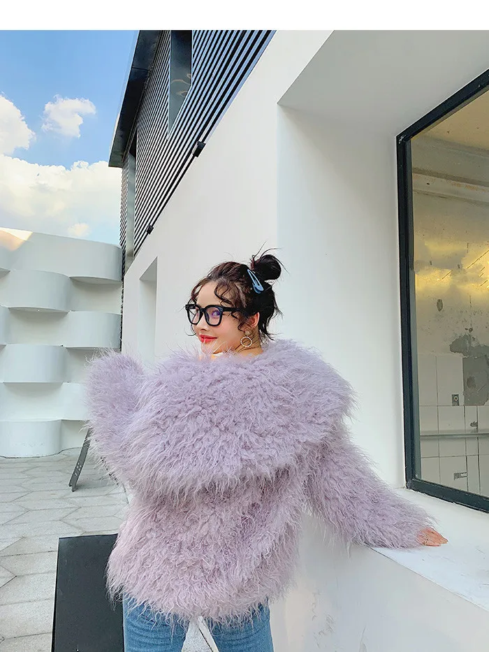 WHITNEY WANG осенне-зимняя модная уличная куртка из искусственного монгольского овечьего меха женское трикотажное пальто-Тедди зимняя верхняя одежда