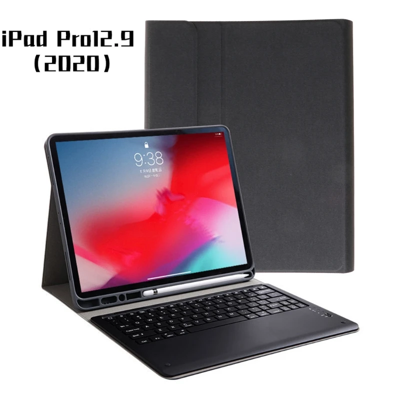 

For iPad Pro 12.9\" 2020 Case with Keyboard Pencil Holder Backlit Tablet Cover