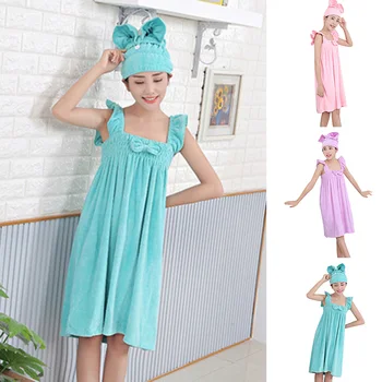 

Women Bath Skirt Shower Cap Set Soft Bowknot Quick Dry Portable Wrap Towel Bathroom Accessories DEC889