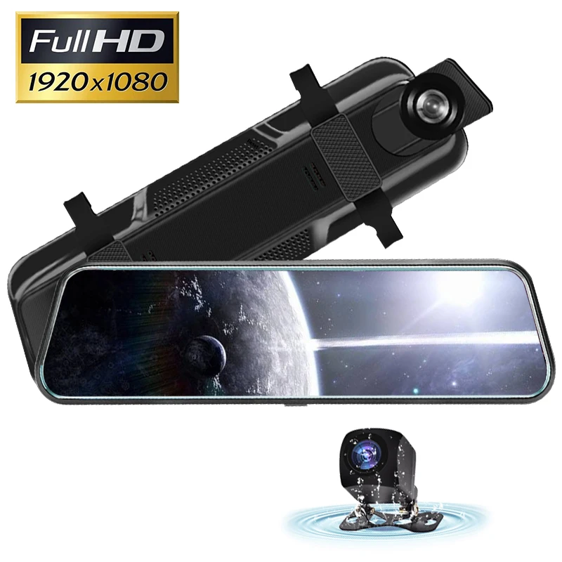 10 дюймов, Автомобильный видеорегистратор, зеркало FHD 1080 P, СТРИМ, медиа, видеорегистратор, двойной видеорегистратор, зеркало, автомобильные рекордеры, фронтальная камера заднего вида, передний объектив