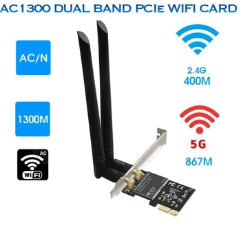 

WiFi Card AC 1300Mbps Dual Band Wireless Network Card 8812AE PCIe Wifi Adapter Network Adapter PCI-E Wireless for Desktop PC