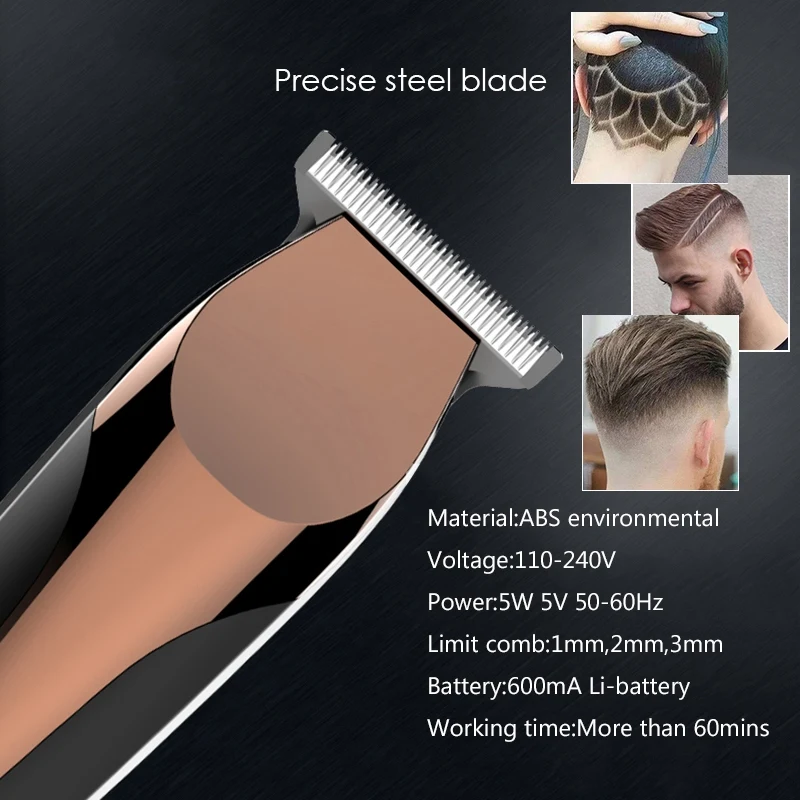 Зарядка машинка для стрижки волос Ретро масляная голова Push-Cut T-knife Парикмахерская специальная Обрезка забивание Push белый Электрический фейдер EU Plug