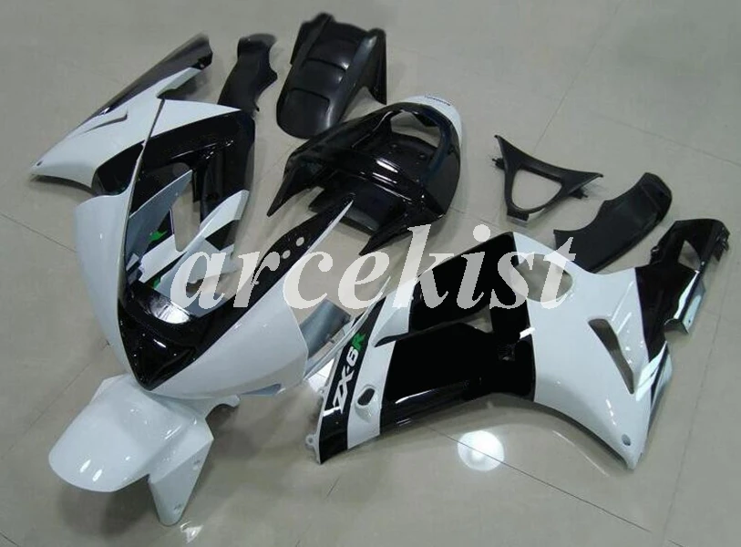 ABS литья под давлением мотоцикл обтекатели комплект подходит для Kawasaki Ninja ZX-6R 636 2003 2004 03 04 набор кузова черный белый