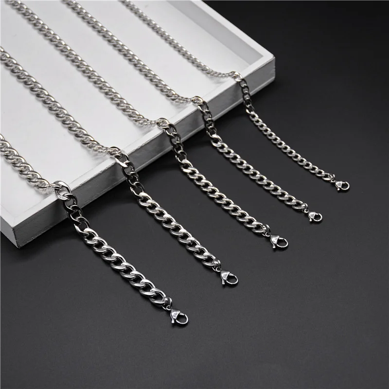 2021 Classic Men Necklace Width 3 To 7 MM Stainless Steel Long Necklace For Men Women Chain Jewelry 4