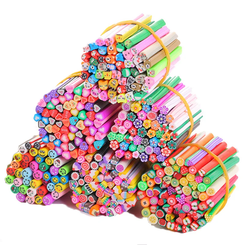 50pcs Fruit Polymer Clay Sticks For Nail Art Decoration Manicure Soft