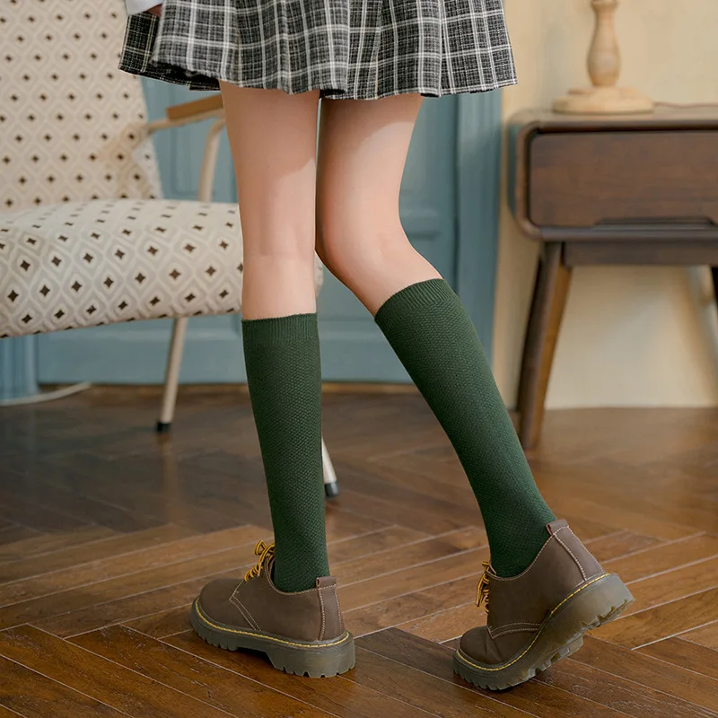 Jeseca New Solid Color Women Stockings Autumn Winter Thick Warm Cashmere Stocking Japanese Kawaii Girls Cute Lower Knee Leg Sox